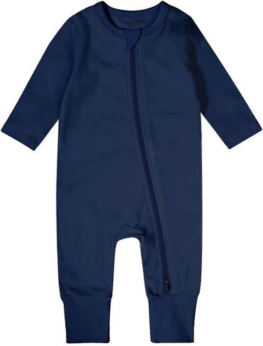 Teach Leanbh Baby Boys Girls Footless Pajamas 2 Way Zipper Long Sleeve Romper with Viscose Made From Bamboo Fiber in Saudi Arabia