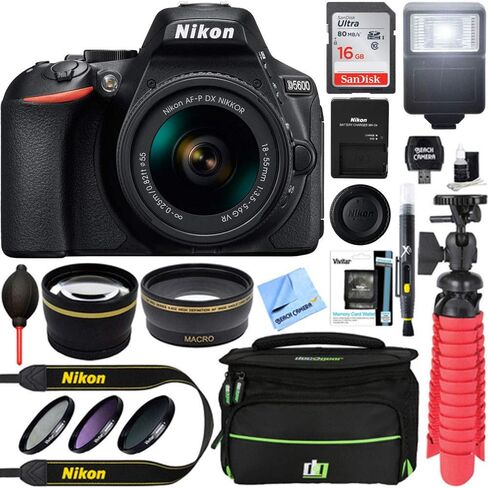 Nikon D5600 24.2MP Digital SLR Camera w/AF-P 18-55mm f/3.5-5.6G VR Lens (1576B) - 16GB Deluxe Kit(Renewed) in Saudi Arabia