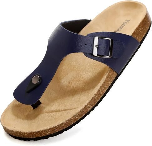 Womens Sandals, Genuine Leather Beach Slides Cork Footbed Slippers Non-Slip Mens Slides, Outdoor Vacation Women Footwear, Essentials Sandals in Saudi Arabia