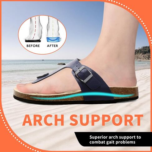 Womens Sandals, Genuine Leather Beach Slides Cork Footbed Slippers Non-Slip Mens Slides, Outdoor Vacation Women Footwear, Essentials Sandals in Saudi Arabia