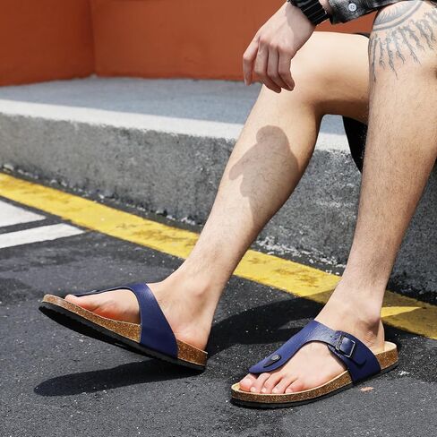 Womens Sandals, Genuine Leather Beach Slides Cork Footbed Slippers Non-Slip Mens Slides, Outdoor Vacation Women Footwear, Essentials Sandals in Saudi Arabia
