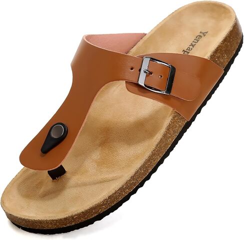 Womens Sandals, Genuine Leather Beach Slides Cork Footbed Slippers Non-Slip Mens Slides, Outdoor Vacation Women Footwear, Essentials Sandals in Saudi Arabia