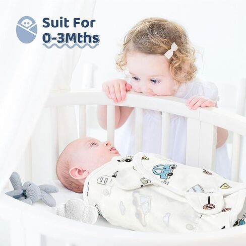 Wowelife Velcro Baby Boy Swaddles, 3-Pack Newborn Swaddle Sacks, 100% Cotton Baby Blanket, Swaddles for Newborns, Baby Swaddles 0-3 Months, Infant Blankets for Baby Boy Essentials for Newborn, Blue in Kuwait