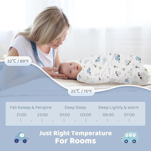 Wowelife Velcro Baby Boy Swaddles, 3-Pack Newborn Swaddle Sacks, 100% Cotton Baby Blanket, Swaddles for Newborns, Baby Swaddles 0-3 Months, Infant Blankets for Baby Boy Essentials for Newborn, Blue in Kuwait