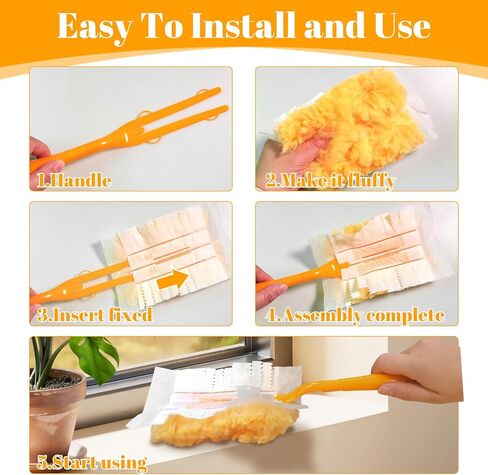 Duster Refills with Duster Refills,10 Count 180 Heavy Duty Dusters Refills,Multi Surface Heavy Duty Feather Dusters Kit for Cleaning Kitchens,Bedrooms,Bathrooms,Studies,Cars in Saudi Arabia