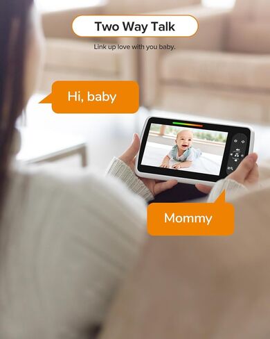 Baby Monitor with Camera and Audio, 5" Screen Video Baby Monitor with Temperature Sensor, Two Way Talk and Remote pan-tilt-Zoom Camera, Night Vision and 960ft Range in Saudi Arabia