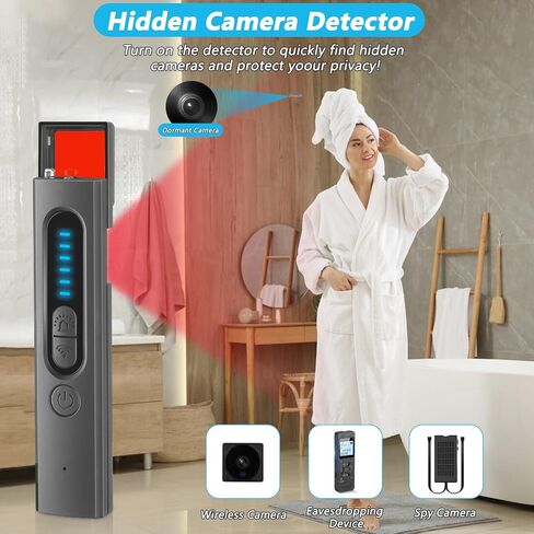 Hidden Camera Detectors, Listening Device Detector, GPS Tracker Detector, Anti-Spy Detector, Bug Detector Electronic Sweeper, RF Signal Detector, 5 Levels Sensitivity 4 Modes, 30H Working Time in Saudi Arabia