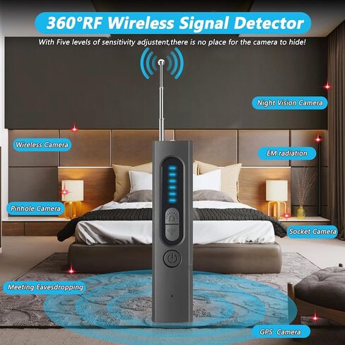 Hidden Camera Detectors, Listening Device Detector, GPS Tracker Detector, Anti-Spy Detector, Bug Detector Electronic Sweeper, RF Signal Detector, 5 Levels Sensitivity 4 Modes, 30H Working Time in Saudi Arabia