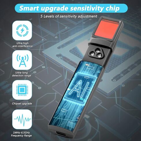 Hidden Camera Detectors, Listening Device Detector, GPS Tracker Detector, Anti-Spy Detector, Bug Detector Electronic Sweeper, RF Signal Detector, 5 Levels Sensitivity 4 Modes, 30H Working Time in Saudi Arabia