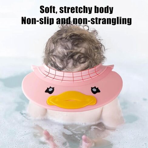 Zlongron baby shower cap, is an adjustable soft silicone baby shower cap for washing hair, very good to prevent water into the eyes and ears toddler shower visor (Pink) in Saudi Arabia