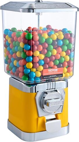 VEVOR Gumball Machine for Kids, 25" Height Home Vending Machine, PS Bouncy Balls Dispenser, Hold 230 Capsule Toys, Rectangle Bubble Gum Machine for Game Stores, Coin Operated Gumball Bank, Red in Kuwait