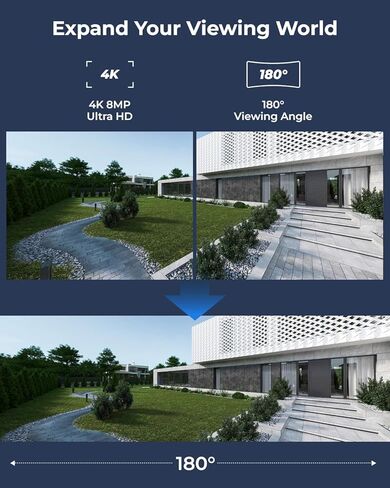 كاميرا ريولينك الأمنية الخارجية واي فاي لاسلكية، رؤية واسعة للغاية 180 درجة، رؤية ليلية ملونة 8 ميجابكسل، بطارية تعمل بالطاقة الشمسية، 2.4/5 جيجا هرتز واي فاي، لا حاجة إلى محور، اكتشاف الشخص/المركبة، IP66 مقاوم للماء، Duo 2 in Kuwait