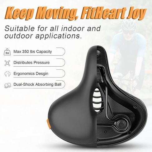 Bike Seat for Men Women, Bike Saddle with Dual Shock Absorbing Ball Memory Foam, Comfortable Bicycle Seat Cushion Compatible with Peloton Seat Cushion Exercise Bike, 350 lbs Capacity in Saudi Arabia