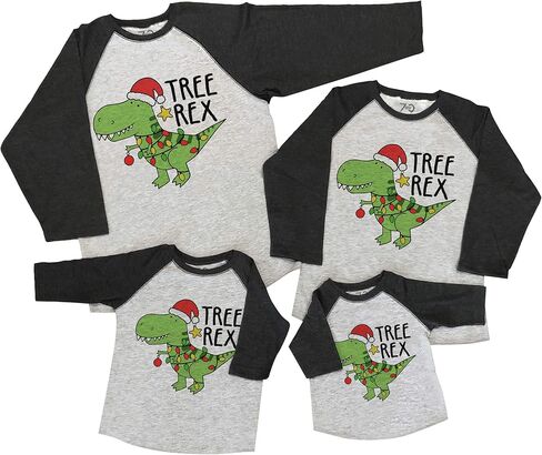 7 ate 9 Apparel Matching Family Christmas Shirts - Tree Rex Dinosaur Grey Shirt in Saudi Arabia
