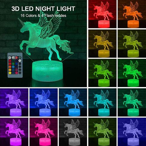 Lucky Owl Night Light for Kids, 3D Optical Illusion Night Lamp with Remote Control & 16 Color Changing Desk Table Lamp, Kids Room Bedroom Decor Gift for Baby Boys Girls Teen in Xmas Birthday Party in Saudi Arabia