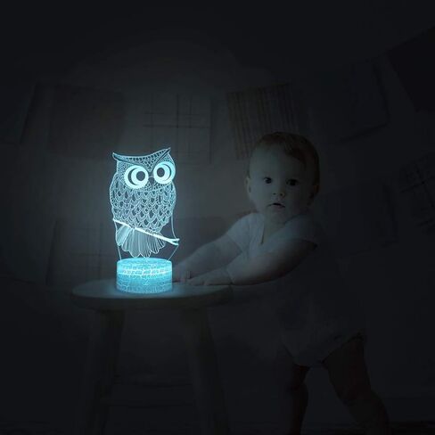 Lucky Owl Night Light for Kids, 3D Optical Illusion Night Lamp with Remote Control & 16 Color Changing Desk Table Lamp, Kids Room Bedroom Decor Gift for Baby Boys Girls Teen in Xmas Birthday Party in Saudi Arabia