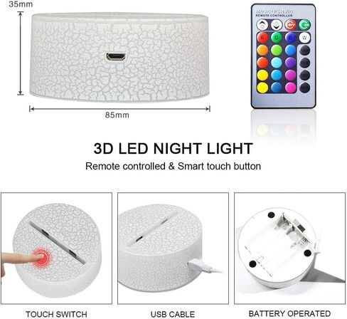 Lucky Owl Night Light for Kids, 3D Optical Illusion Night Lamp with Remote Control & 16 Color Changing Desk Table Lamp, Kids Room Bedroom Decor Gift for Baby Boys Girls Teen in Xmas Birthday Party in Saudi Arabia