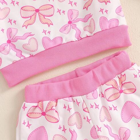 DuAnyozu Baby Girl Valentines Day Outfit Winter Clothes Heart Print Long Sleeve Sweatshirts Pants Toddler Infant Clothing in Saudi Arabia