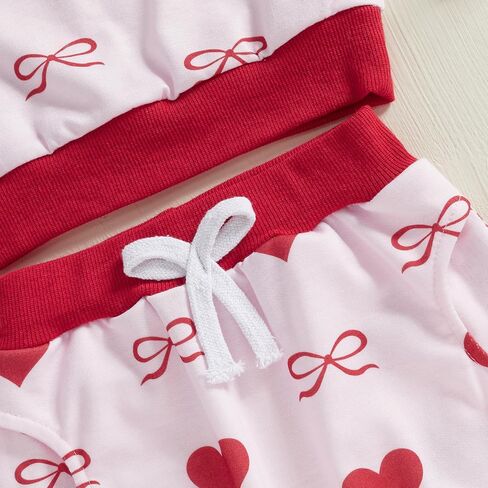 Baby Girl Valentines Outfit Heart Print Long Sleeve Sweatshirts Pants Toddler Clothing Infant Spring Clothes Set in Saudi Arabia