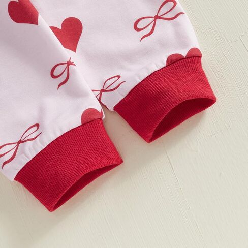 Baby Girl Valentines Outfit Heart Print Long Sleeve Sweatshirts Pants Toddler Clothing Infant Spring Clothes Set in Saudi Arabia