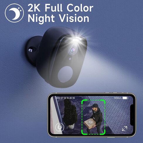 كاميرات مراقبة 2K لاسلكية في الهواء الطلق، قطعتان من كاميرات WiFi الأمنية الداخلية لأمن المنزل مع أضواء كاشفة وإنذار صفارات الإنذار، صوت ثنائي الاتجاه، رؤية ليلية ملونة، اكتشاف الذكاء الاصطناعي لأمن المنزل، العمل/أليكسا in Kuwait
