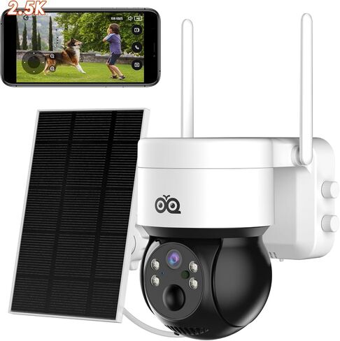 Solar Security Camera Wireless Outdoor, 4MP Solar/Battery Powered Camera for Home Security, Pan/Tilt 2.4GHz WiFi Camera with PIR, 2-Way Audio, Color Night Vision, Cloud/SD in Saudi Arabia