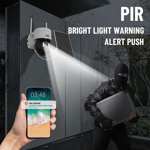 Solar Security Camera Wireless Outdoor, 4MP Solar/Battery Powered Camera for Home Security, Pan/Tilt 2.4GHz WiFi Camera with PIR, 2-Way Audio, Color Night Vision, Cloud/SD in Saudi Arabia