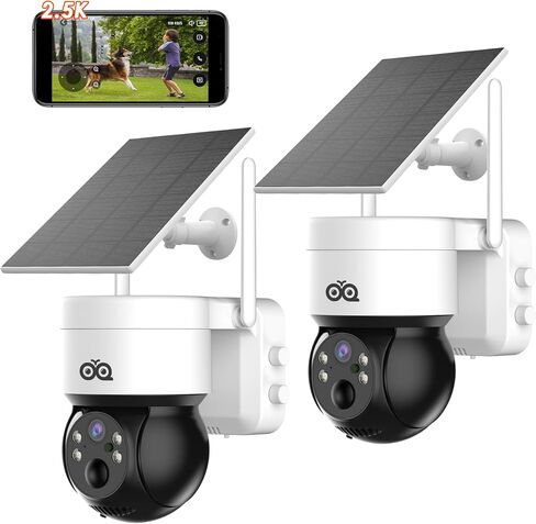 Solar Security Camera Wireless Outdoor, 4MP Solar/Battery Powered Camera for Home Security, Pan/Tilt 2.4GHz WiFi Camera with PIR, 2-Way Audio, Color Night Vision, Cloud/SD in Saudi Arabia