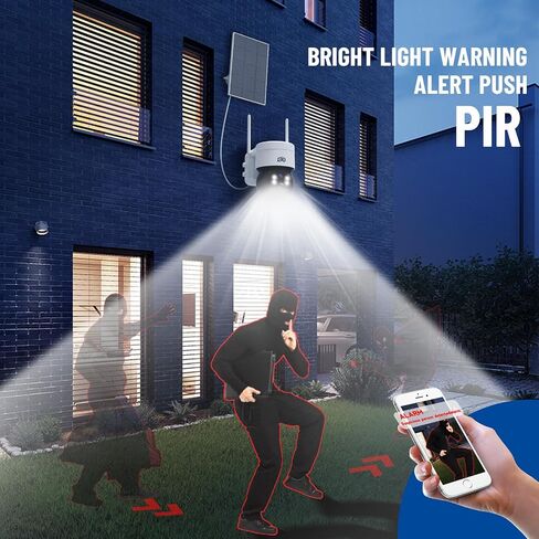 Solar Security Camera Wireless Outdoor, 4MP Solar/Battery Powered Camera for Home Security, Pan/Tilt 2.4GHz WiFi Camera with PIR, 2-Way Audio, Color Night Vision, Cloud/SD in Saudi Arabia