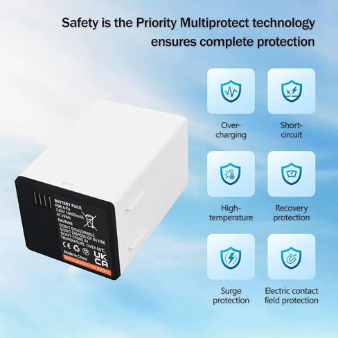 بطارية A-7a ممتدة قابلة لإعادة الشحن بقدرة 14000 مللي أمبير في الساعة لكاميرات Arlo Pro 3 وPro 4 XL - متوافقة مع Alro Ultra 2 XL وUltra XL - P/N: VMA5410، FB1001، VMC4040P، CMC5040 in Kuwait
