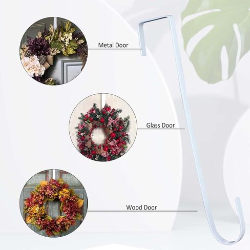 Molain 2 Pack Wreath Hanger Hooks, 12 Inch Over Door Hanger for Front Door Metal Wreath Holder, Wreath Door Hanger Clothes Towel Hanger Hooks Halloween Christmas Easter Wreath Hanger(Black) in Saudi Arabia