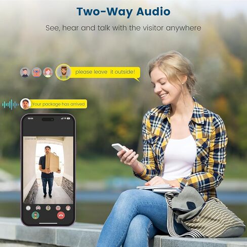 كاميرا جرس باب فيديو litokam 2K، كاميرا جرس باب تعمل بالبطارية لاسلكية مع رنين، نسبة 3:4 من الرأس إلى أخمص القدمين، رؤية واسعة للغاية 170 درجة، واي فاي 2.4 جيجا هرتز، بدون اشتراك، اكتشاف AI وPIR، مغير الصوت in Kuwait