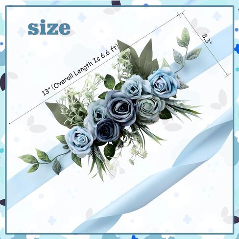 Baby in Bloom Baby Shower Maternity Sash Kit - Blue Baby Shower Belly Belt and Mom to Be & Dad to Be Corsage Pins, New Parents Pregnancy Photo Props Party Supplies in Saudi Arabia