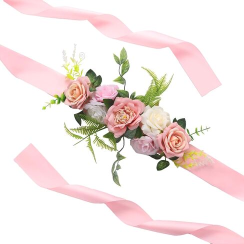 Baby in Bloom Baby Shower Maternity Sash Kit - Blue Baby Shower Belly Belt and Mom to Be & Dad to Be Corsage Pins, New Parents Pregnancy Photo Props Party Supplies in Saudi Arabia