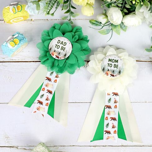 مجموعة وشاح الأمومة من بيبي إن بلوم - حزام بطن استحمام الطفل الأزرق ودبابيس للأم لتكون وأب ليكونا دبابيس للصدر، لوازم حفلات صور الحمل للآباء الجدد in Kuwait