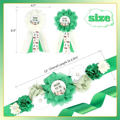 مجموعة وشاح الأمومة من بيبي إن بلوم - حزام بطن استحمام الطفل الأزرق ودبابيس للأم لتكون وأب ليكونا دبابيس للصدر، لوازم حفلات صور الحمل للآباء الجدد in Kuwait