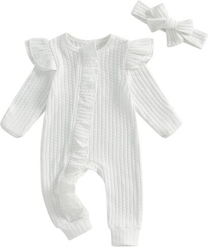 Newborn Baby Girl Clothes Long Sleeve Jumpsuit Romper Hospital Coming Home Outfit Preemie Girl Clothes in Kuwait