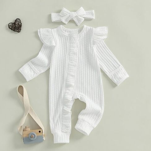 Newborn Baby Girl Clothes Long Sleeve Jumpsuit Romper Hospital Coming Home Outfit Preemie Girl Clothes in Kuwait