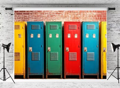 Kate School Lockers Photo Backdrop Colorful Gym Background Back to School Photo Background Studio Props,10x8ft in Saudi Arabia