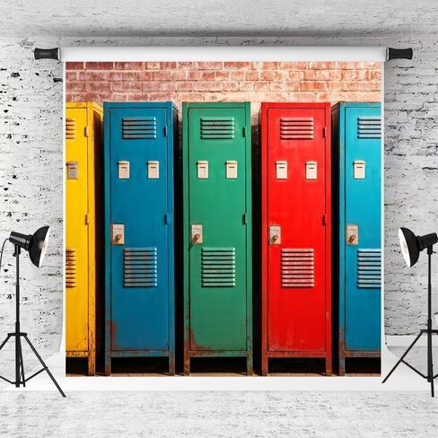 Kate School Lockers Photo Backdrop Colorful Gym Background Back to School Photo Background Studio Props,10x8ft in Saudi Arabia