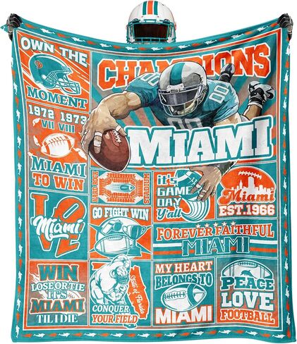 Miami Gifts for Men Women, Miami Football Fans Flannel Blanket, Miami Gifts Ideas for Men Women Boys Kids Throw Blanket 60"x50" in Saudi Arabia