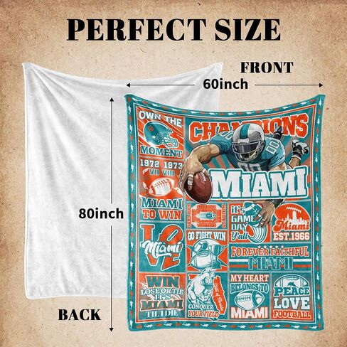 Miami Gifts for Men Women, Miami Football Fans Flannel Blanket, Miami Gifts Ideas for Men Women Boys Kids Throw Blanket 60"x50" in Saudi Arabia