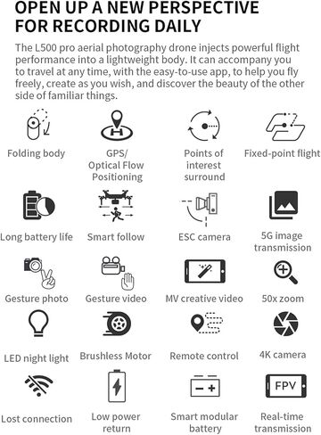 طائرة بدون طيار RC بدون فرش، تخطيط متعدد النقاط، طائرة RC كوادكوبتر بمفتاح واحد باللون الرمادي للتصوير الجوي من 14 عامًا (3 بطاريات) in Saudi Arabia