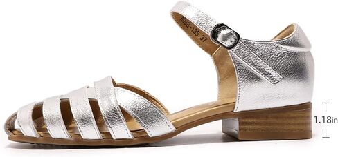 Mona flying Women Leather Tatianna Dress Sandals Closed Toe Low Heels Strappy Flats Summer Casual Shoes in Saudi Arabia