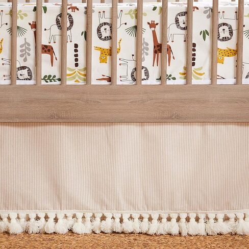 Levtex Baby - طقم سرير أطفال زوما - مجموعة حضانة الأطفال - الغابة - رمادي داكن، أخضر، بني، كريمي - حيوانات الغابة - مجموعة مكونة من 4 قطع تتضمن لحافًا وملاءة جاهزة وملصقًا جداريًا وتنورة سرير/كشكشة غبار in Kuwait