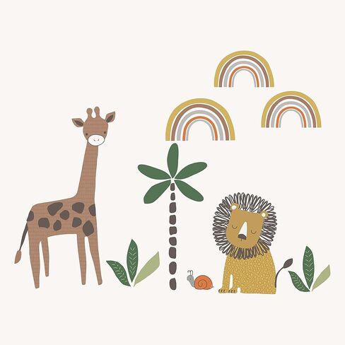 Levtex Baby - طقم سرير أطفال زوما - مجموعة حضانة الأطفال - الغابة - رمادي داكن، أخضر، بني، كريمي - حيوانات الغابة - مجموعة مكونة من 4 قطع تتضمن لحافًا وملاءة جاهزة وملصقًا جداريًا وتنورة سرير/كشكشة غبار in Kuwait