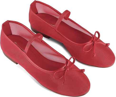 MUCCCUTE Women's Mesh Ballet Flats, Round Toe Ballerina Flats Shoes Casual Dress Mary Jane Flats in Saudi Arabia