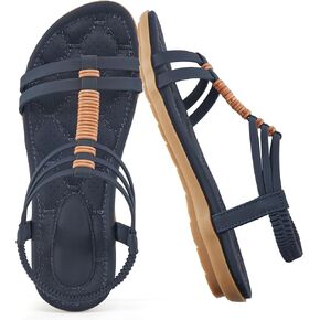 Alicegana Womens Sandals Summer Dressy Gladiator Flat Comfortable Walking Shoes with Non Slip Casual Beach Sandal