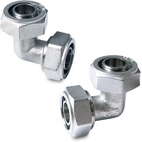 2PCS 3/4’’ Elbow Air Piping Fittings, Air Tubing Fittings For Shop Garage Compressed Air line System Kit Brass-Nickel Plated, 200PSI
