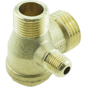 TAODAN Solid Brass 3 Way Air Compressor Check Valve G1/8 Inch x G3/8 Inch x G1/2 Inch Male Check Valve Small Air Pump Accessories for Pneumatic Systems